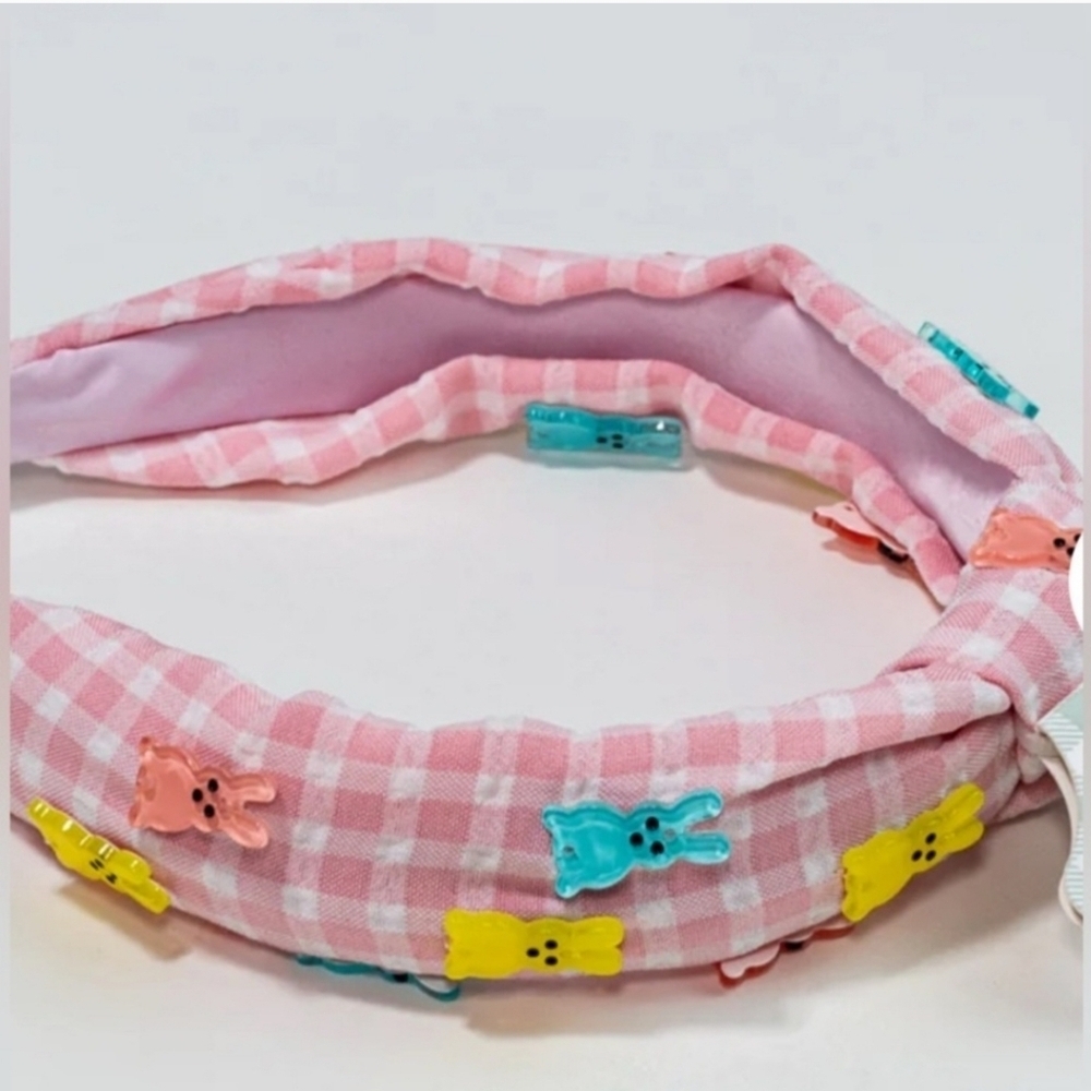 🐇▪️Piper K ▪️ Cute  Bunny Peeps Pink Gingham Headband